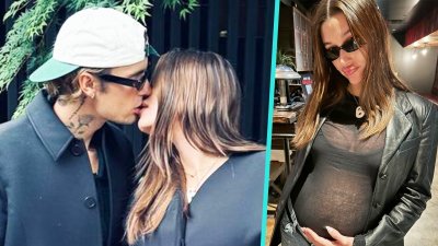 Justin Bieber and pregnant Hailey Bieber kiss in loved-up new photos