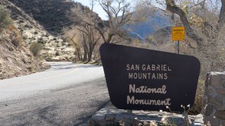 Entry sign to San Gabriel Mountains National Monument, California.