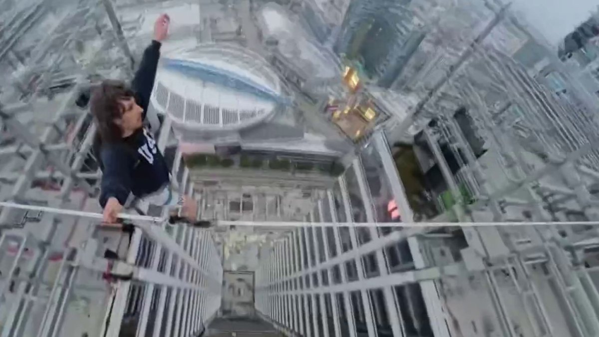 LAPD investigating daring skyscraper tightrope stunt NBC Los Angeles