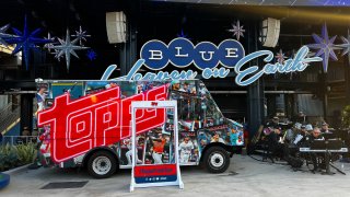 The 2024 Topps Truck Tour promotion outside of Dodger Stadium on Friday, May 3 in Los Angeles, California.