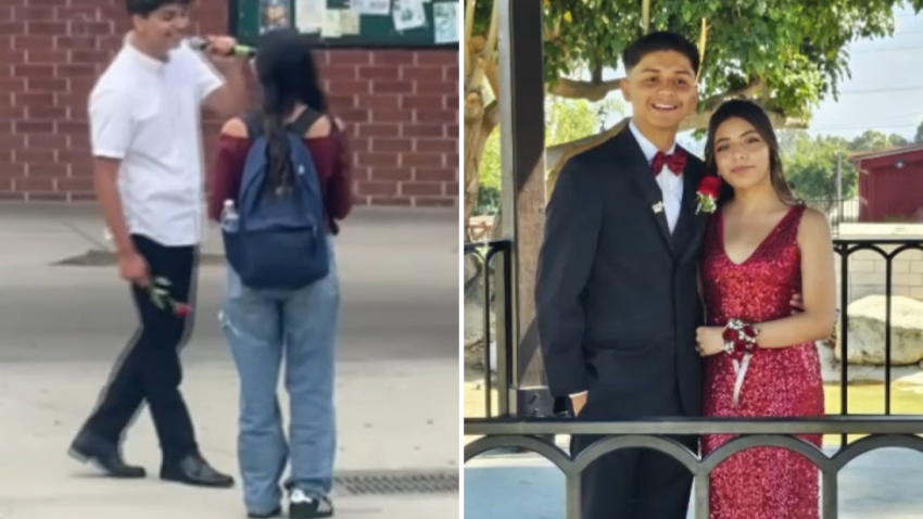 Guillermo “Memo” Jimenez recreated a famous movie scene to ask his girlfriend, Ariana Galvez to senior prom.