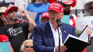 Republican presidential candidate and former U.S. President Donald Trump speaks during a campaign event, in Las Vegas, Nevada, U.S. June 9, 2024. 