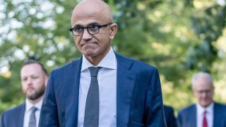 Satya Nadella, CEO of Microsoft, arrives at federal court in Washington, D.C., on Monday, Oct. 2, 2023.
