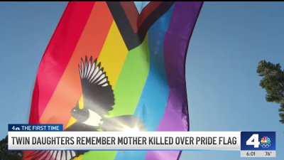 Twin daughters remember mother killed over pride flag