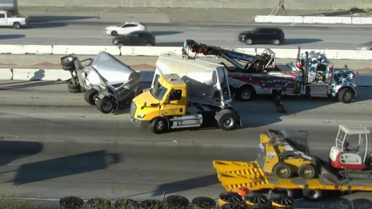 Lanes closed on 5 Freeway north of LA for big rig crash – NBC Los Angeles