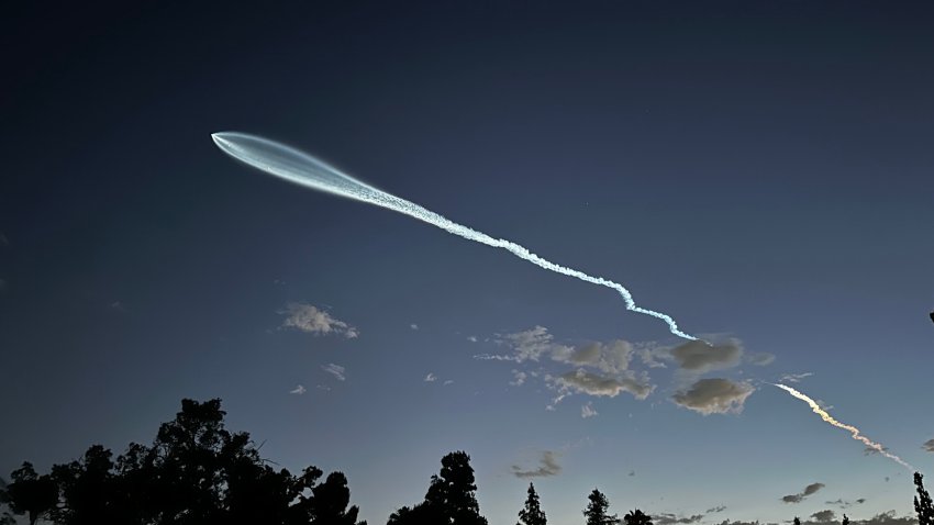 SpaceX Falcon 9 rocket viewed in Orange County.