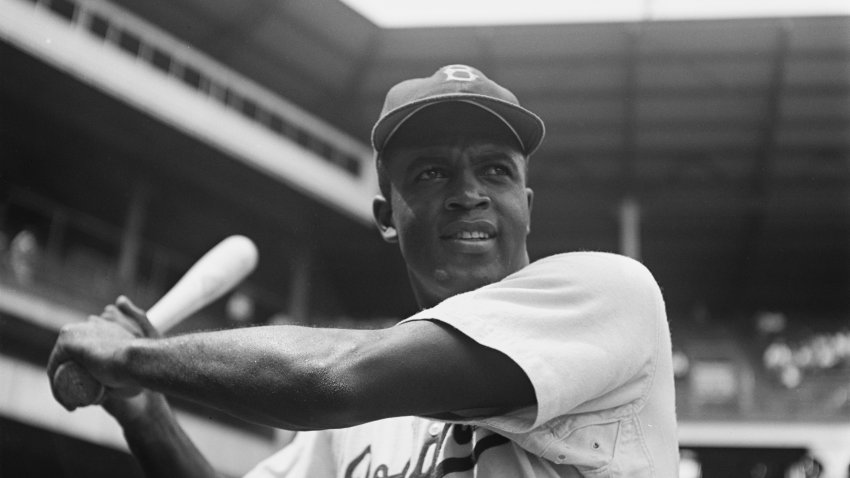 American baseball player Jackie Robinson (1919 – 1972) of the Brooklyn Dodgers, USA, 28th August 1949. The Dodgers played the Pittsburgh Pirates at Ebbets Field in New York City that day. (Photo by Archive Photos/Getty Images)