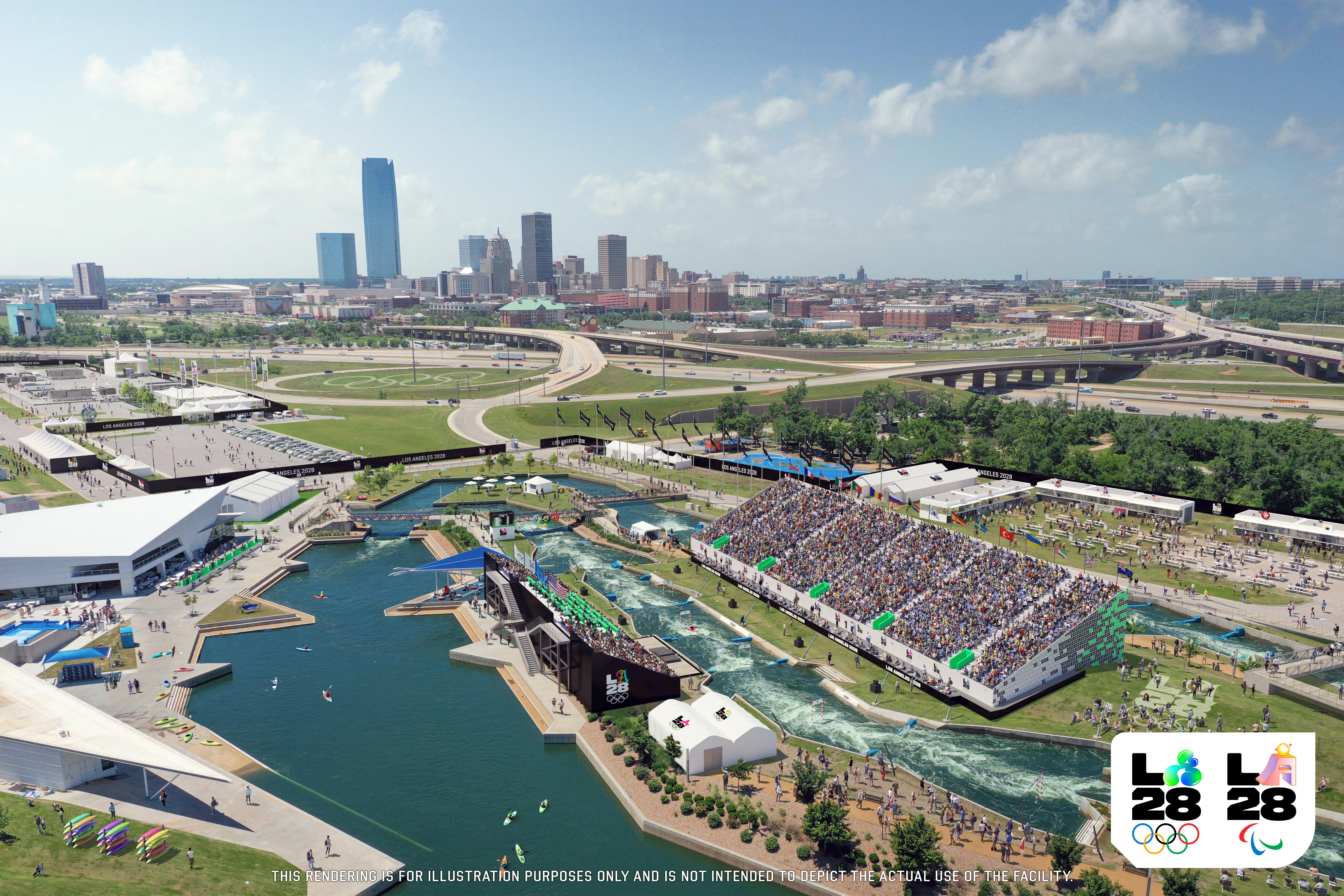 Where Are The Venues For The 2028 LA Olympics NBC Los Angeles LA28 RENDERING Whitewater Center In Oklahoma City OK 06 21 24 DISCLAIMER