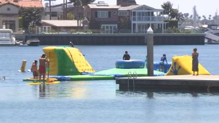 An aquatic playground in Long Beach.