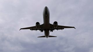 File. An American Airlines Boeing 737 MAX 8 flight from Los Angeles approaches for landing at Reagan National Airport shortly after an announcement was made by the FAA that the planes were being grounded by the United States in Washington, U.S.