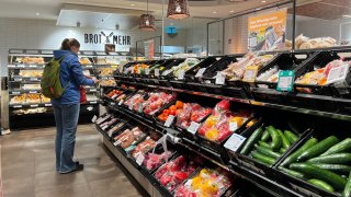 A consumer selects vegetables at a supermarket on March 12, 2024 in Berlin, Germany. 