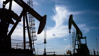 An oil pump jack is shown in a field in Stanton, Texas,on June 27, 2024.