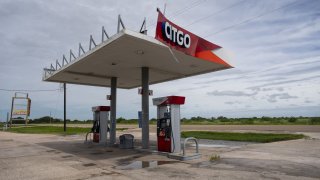 A damaged gas station after Hurricane Beryl made landfall in Palacios, Texas, US, on Monday, July 8, 2024. 