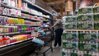 People shop at a grocery store in Brooklyn on July 11, 2024 in New York City.