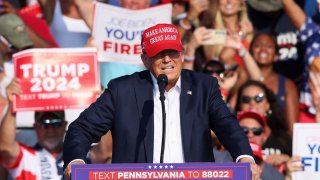 Republican presidential candidate and former U.S. President Donald Trump speaks during a campaign rally at the Butler Farm Show in Butler, Pennsylvania, U.S., July 13, 2024. 