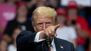 Republican Presidential nominee and former President Donald J. Trump holds campaign rally at the Van Andel Arena in Grand Rapids, Michigan on July 20, 2024. 