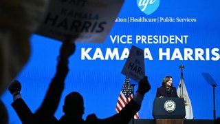 US Vice President Kamala Harris delivers the keynote speech at the American Federation of Teachers’ 88th National Convention in Houston, Texas, on July 25, 2024. 