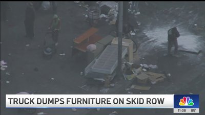 Video shows box truck full of furniture and other items unloaded on Skid Row