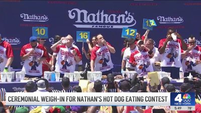 Ceremonial weigh-in for Nathan's hot dog eating contest