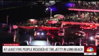 At least five people rescued at the jetty in Long Beach