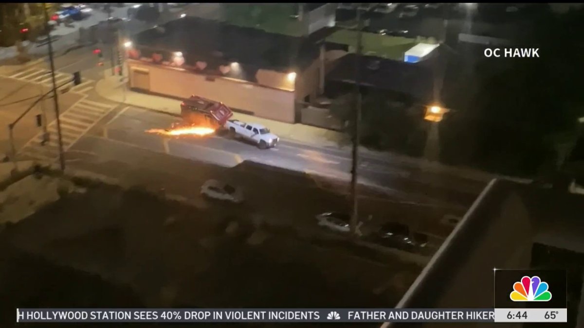Pursuit of stolen truck and trailer ends in wild crash – NBC Los Angeles