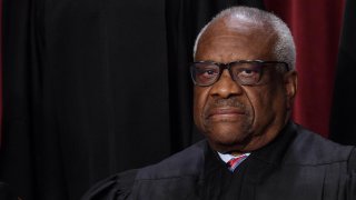 FILE - Supreme Court Justice Clarence Thomas poses for the official photo at the Supreme Court in Washington, D.C., on Oct. 7, 2022.