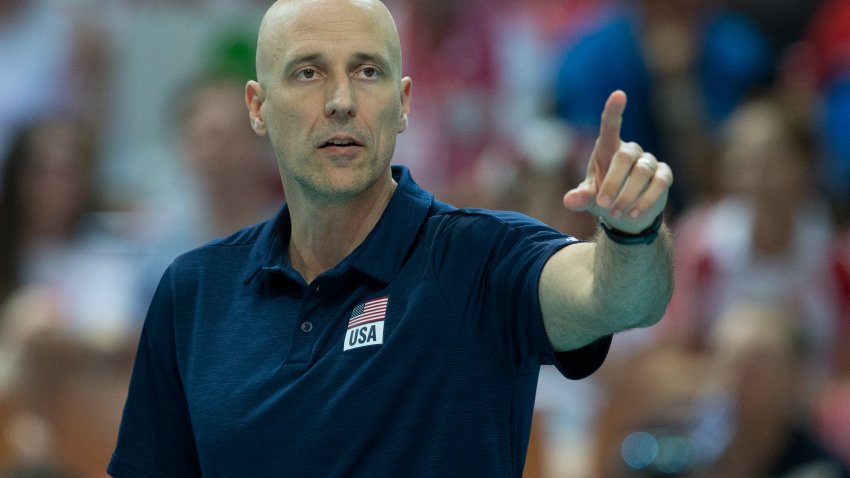 Trener John Speraw (USA) in action during the FIVB Volleyball Nations League match between Australia and USA in  Katowice, Poland,on 2 June 2019. (Photo by Foto Olimpik/NurPhoto via Getty Images)