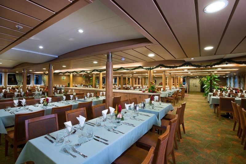 The boat's restaurant.