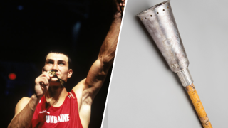 Ukraine’s Wladimir Klitschko gold mendal (left) and Breal’s silver cup (right).