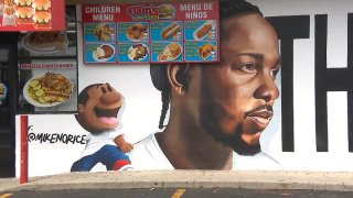 Tam's Burgers in Compton commissioned artist Mike Norice to paint a mural on their restaurant of Kendrick Lamar after the Grammy winner heavily featured the eatery in his music video for "Not Like Us."