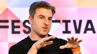 Airbnb CEO and co-founder Brian Chesky speaks at The Fast Company Innovation Festival on September 21, 2022, in New York.