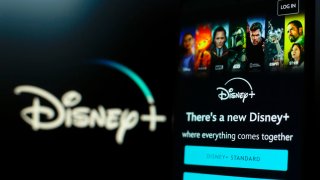 The Disney Plus login page is displayed on a smartphone screen.