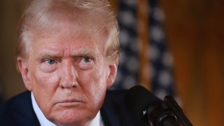 Republican presidential candidate former President Donald Trump speaks during a press conference at his Mar-a-Lago estate on August 08, 2024, in Palm Beach, Florida. 