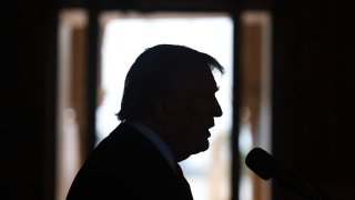 Republican presidential candidate former President Donald Trump speaks during a press conference at his Mar-a-Lago estate on August 08, 2024, in Palm Beach, Florida. 