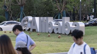 Signage at the Alibaba Group Holding Ltd. headquarters in Hangzhou, China, on Friday, Aug. 2, 2024.