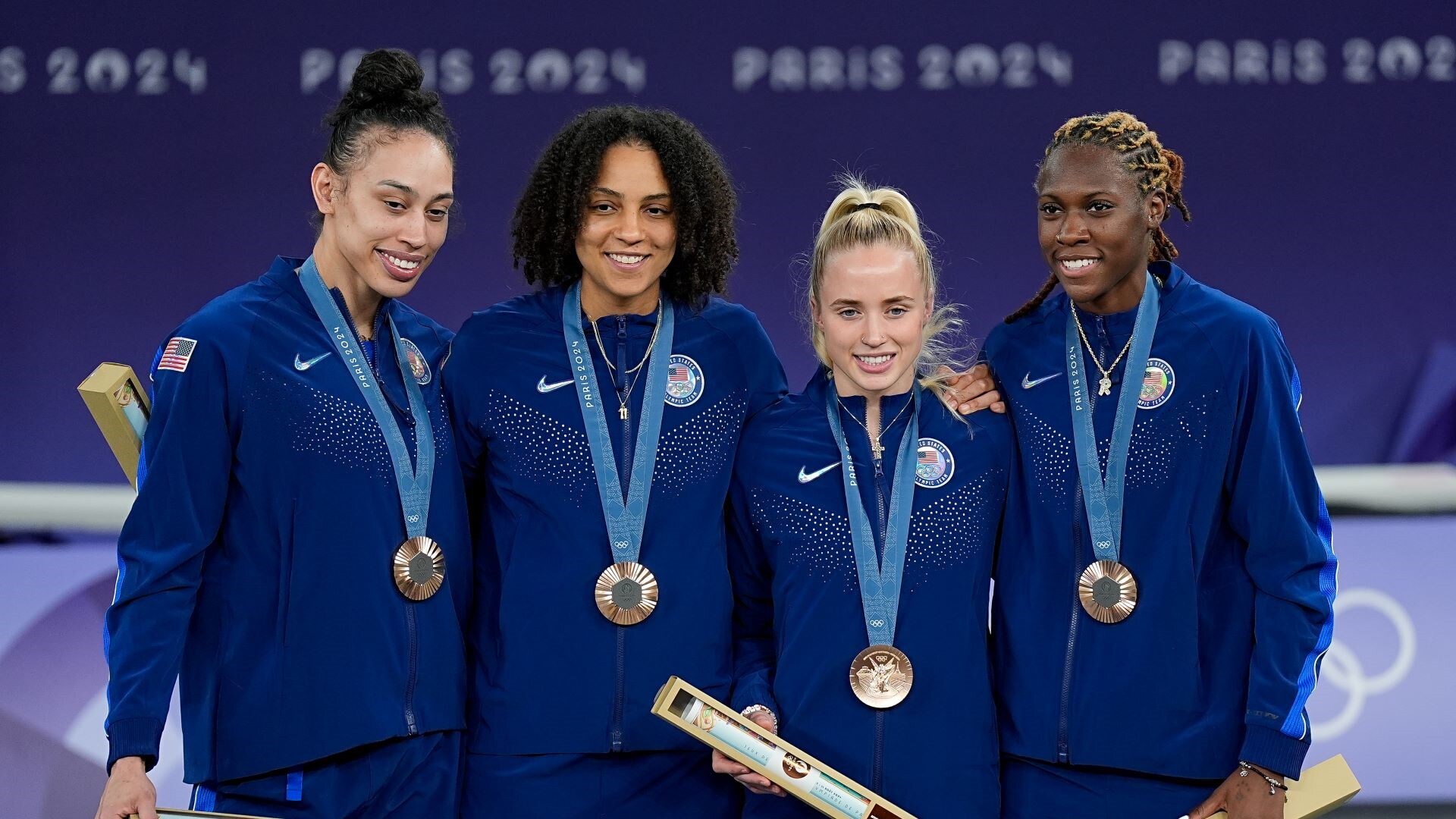 Team USA's bronze winning 3x3 basketball team included the Sparks Dearica Hamby (left).