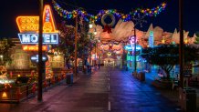 During the holiday season at Disney California Adventure Park in Anaheim, Calif., the jolly residents of Radiator Springs get ready to “deck the hauls” with a seasonal overlay in Cars Land. (Richard Harbaugh/Disneyland Resort)