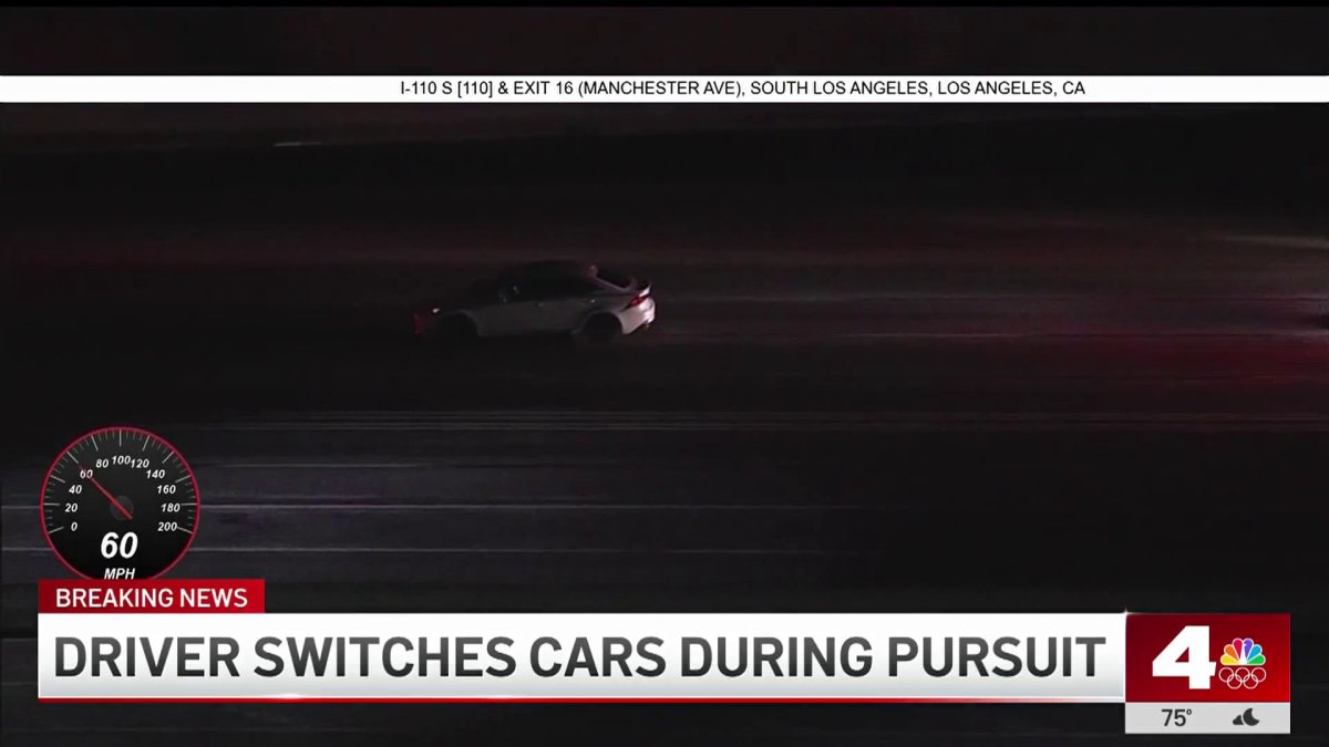 Driver hops into another car mid-pursuit in South LA – NBC Los Angeles