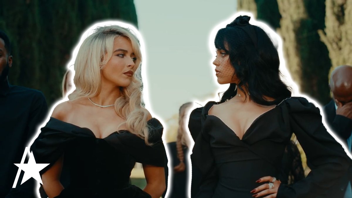 Sabrina Carpenter and Jenna Ortega fight and kiss in gory 'taste ...