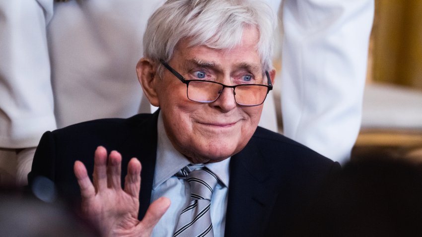 Phil Donahue is seen before being presented a Presidential Medal of Freedom, the nation's highest civilian honor, for President Joe Biden in the East Room of the White House on Friday, May 3, 2024.