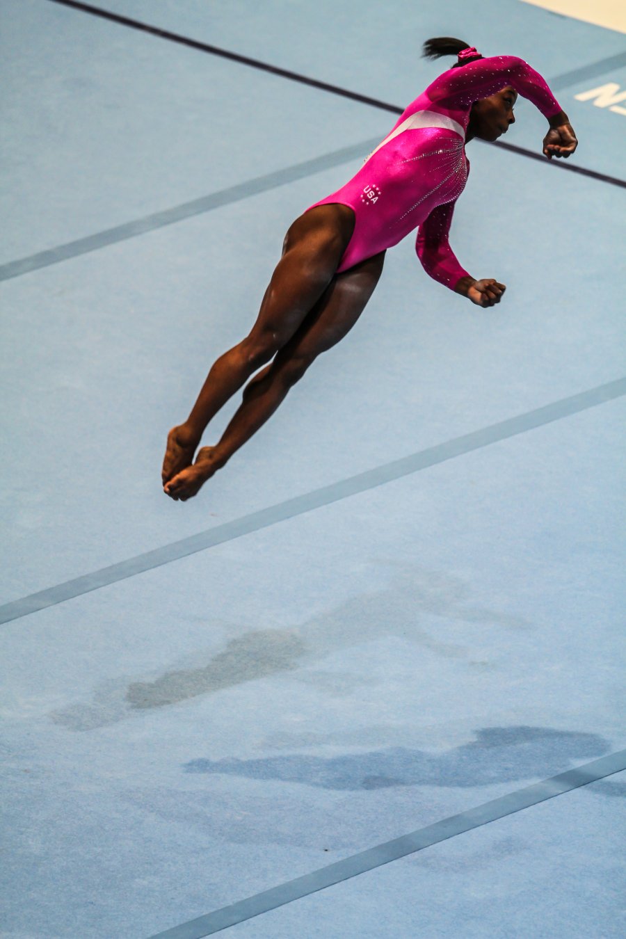 Biles performing the first move to be named after her