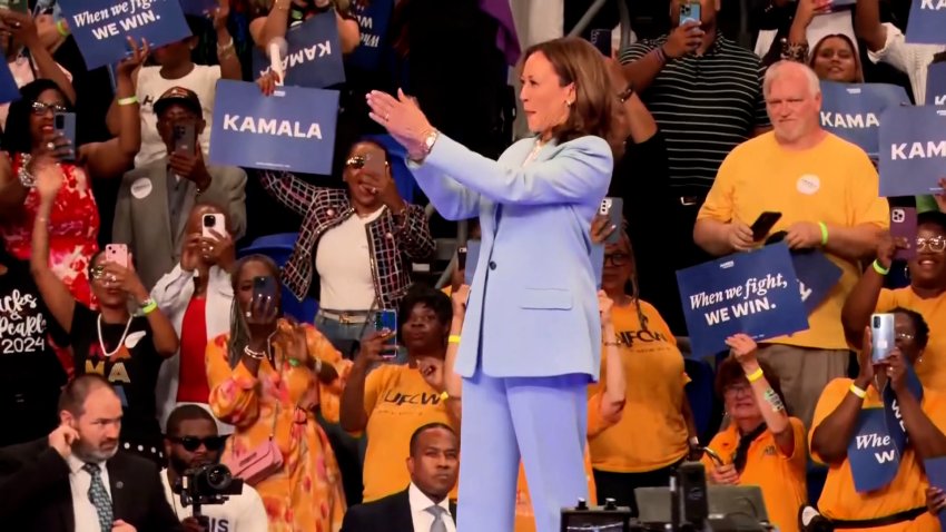 Kamala Harris greets her supporters