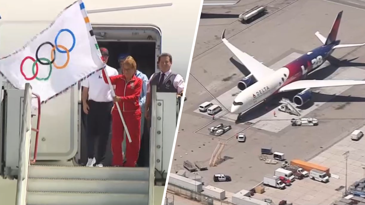 Live updates Olympic flag arrives in LA for 2028 Olympics NBC Los