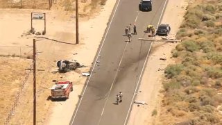 The scene of a deadly crash Monday Aug. 19, 2024 in Lake Los Angeles.