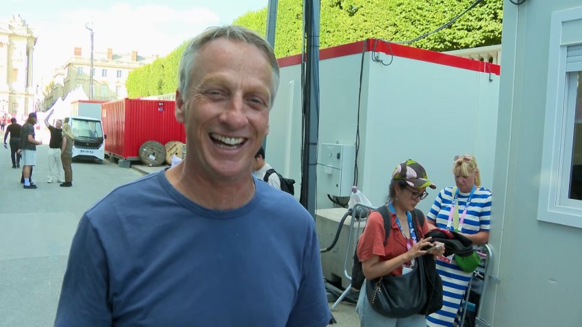 Tony Hawk speaks to reporter in Paris, France