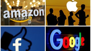 The logos of Amazon, Apple, Facebook and Google are seen in a combination photo from Reuters files. 