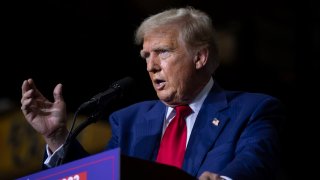 Former U.S. President and current Republican Presidential nominee Donald Trump speaks about the economy, inflation, and manufacturing during a campaign event at Alro Steel on August 29, 2024 in Potterville, Michigan. 