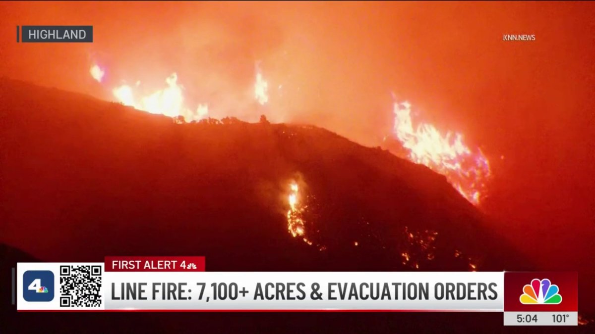 Evacuation orders in Highland as Line Fire grows to 7,000 acres – NBC ...