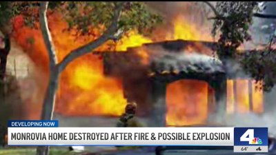 Monrovia home destroyed by possible explosion