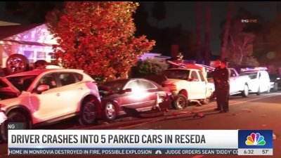 Driver crashes into 5 parked cars in Reseda